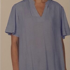 WELL WORN Blue V-Neck Short Sleeve Top